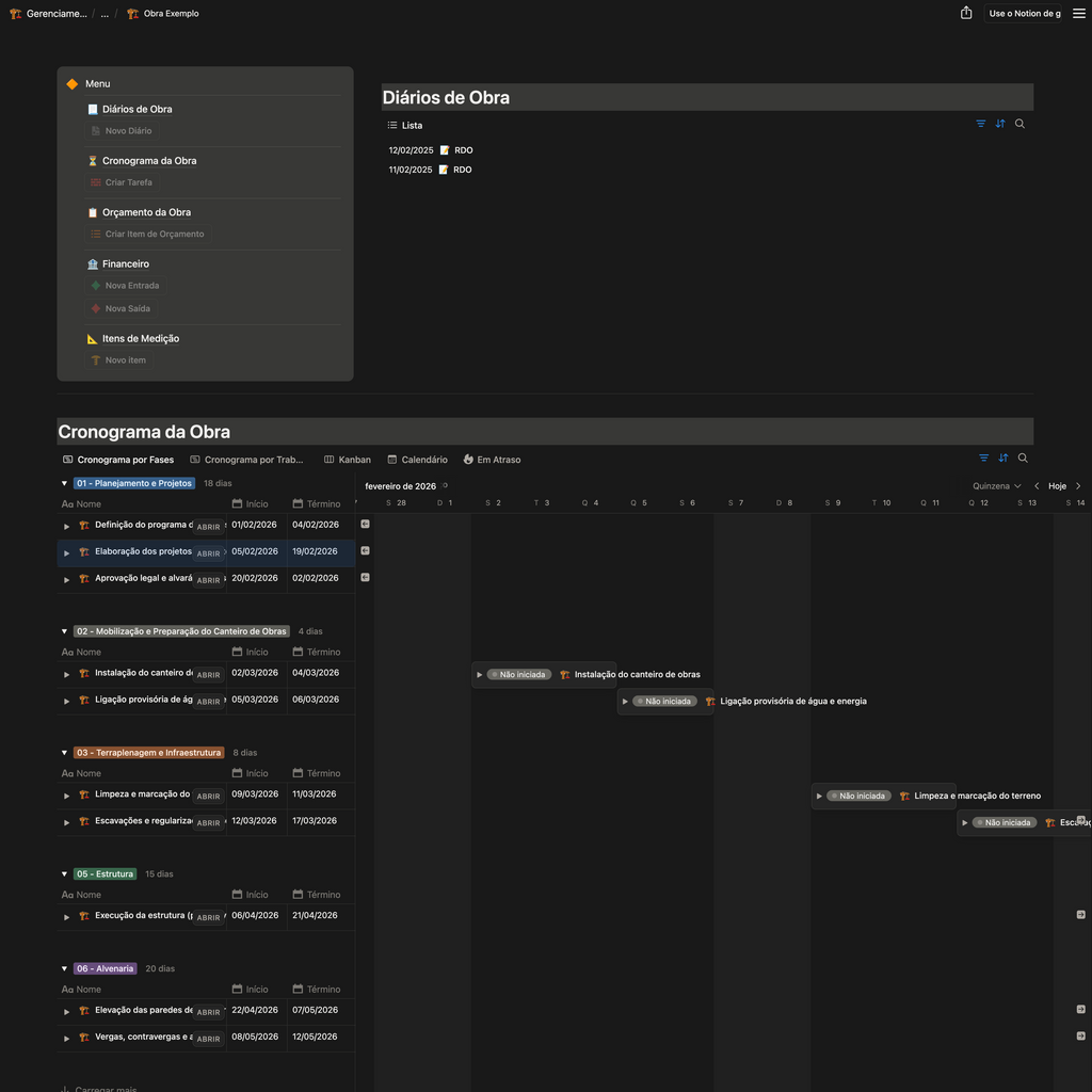 Gerenciamento de Obras e Projetos
