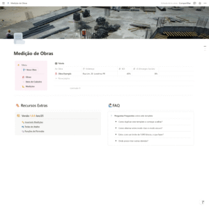 Imagem principal do modelo Notion de Medição de Obras